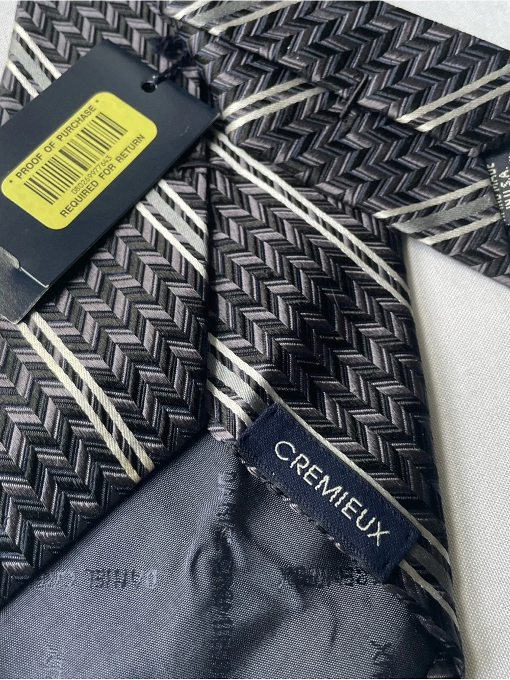 Daniel Cremieux Black Tie with Silver Diagonal Stripes 60”